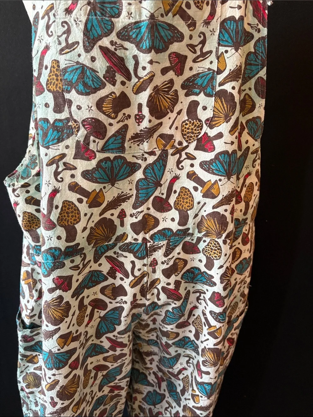 Butterfly Print Linen-Blend Wide Leg Jumpsuit - Multicolor - Picture 6 of 11